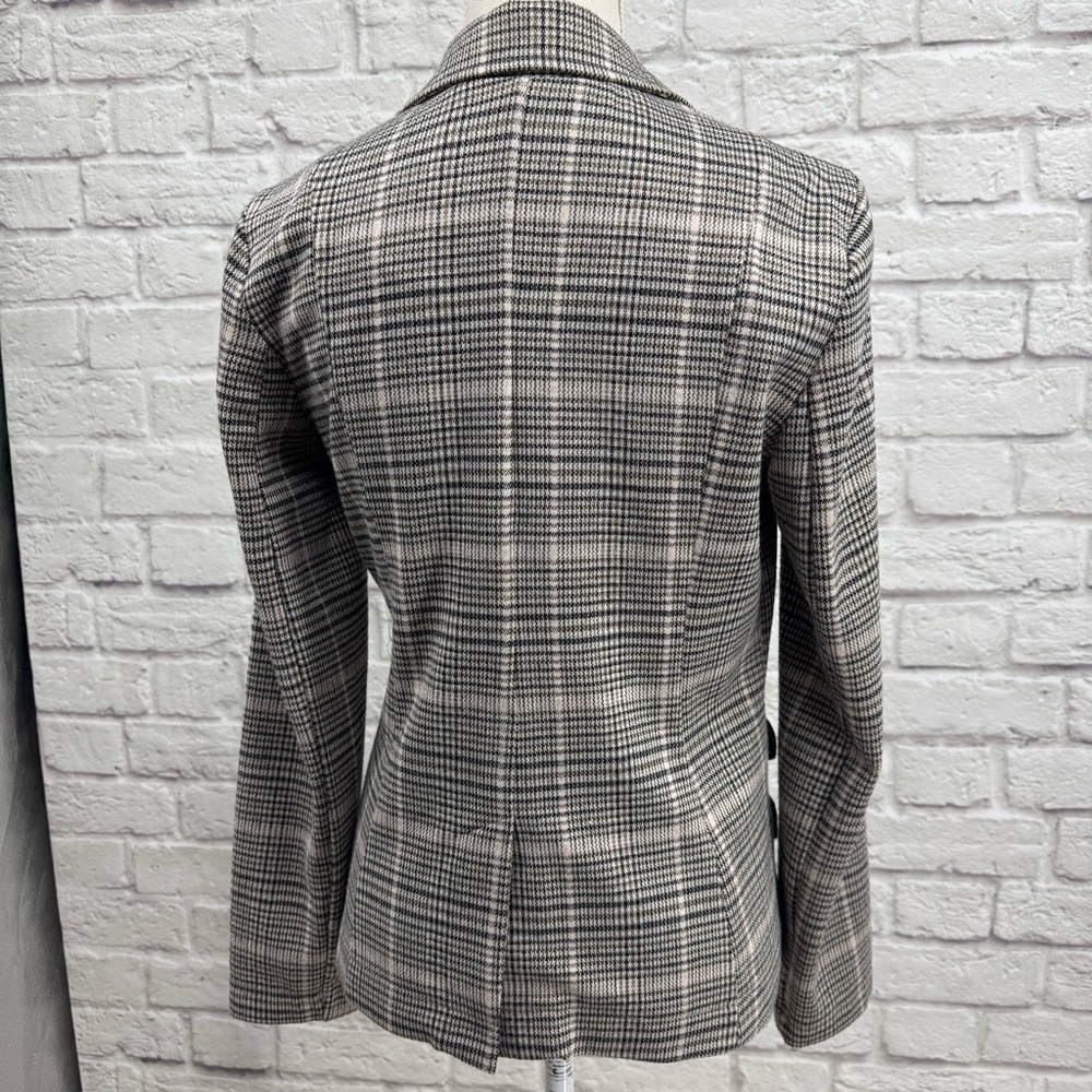 Anthropologie Maeve Collegiate Plaid Knit Blazer Jacket Asymmetrical Small EUC - Picture 8 of 16